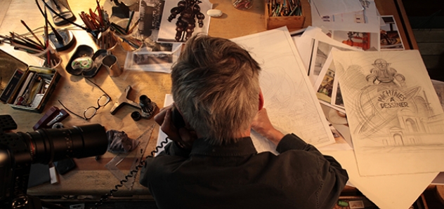 François Schuiten en pleine conception de l'affiche